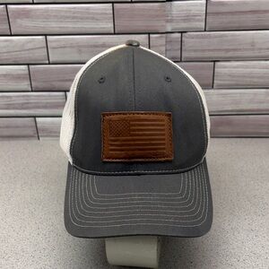 American Flag leather patch hat Gray/ White Cap O/S Richardson brand